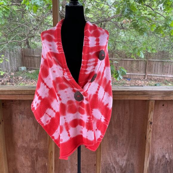 Pure Handknit Women's Orange Tie Dye Knit Wrap One Size - Picture 1 of 9